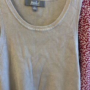 Marled Ribbed Tank Top in Taupe Beige (light sweater) size XS